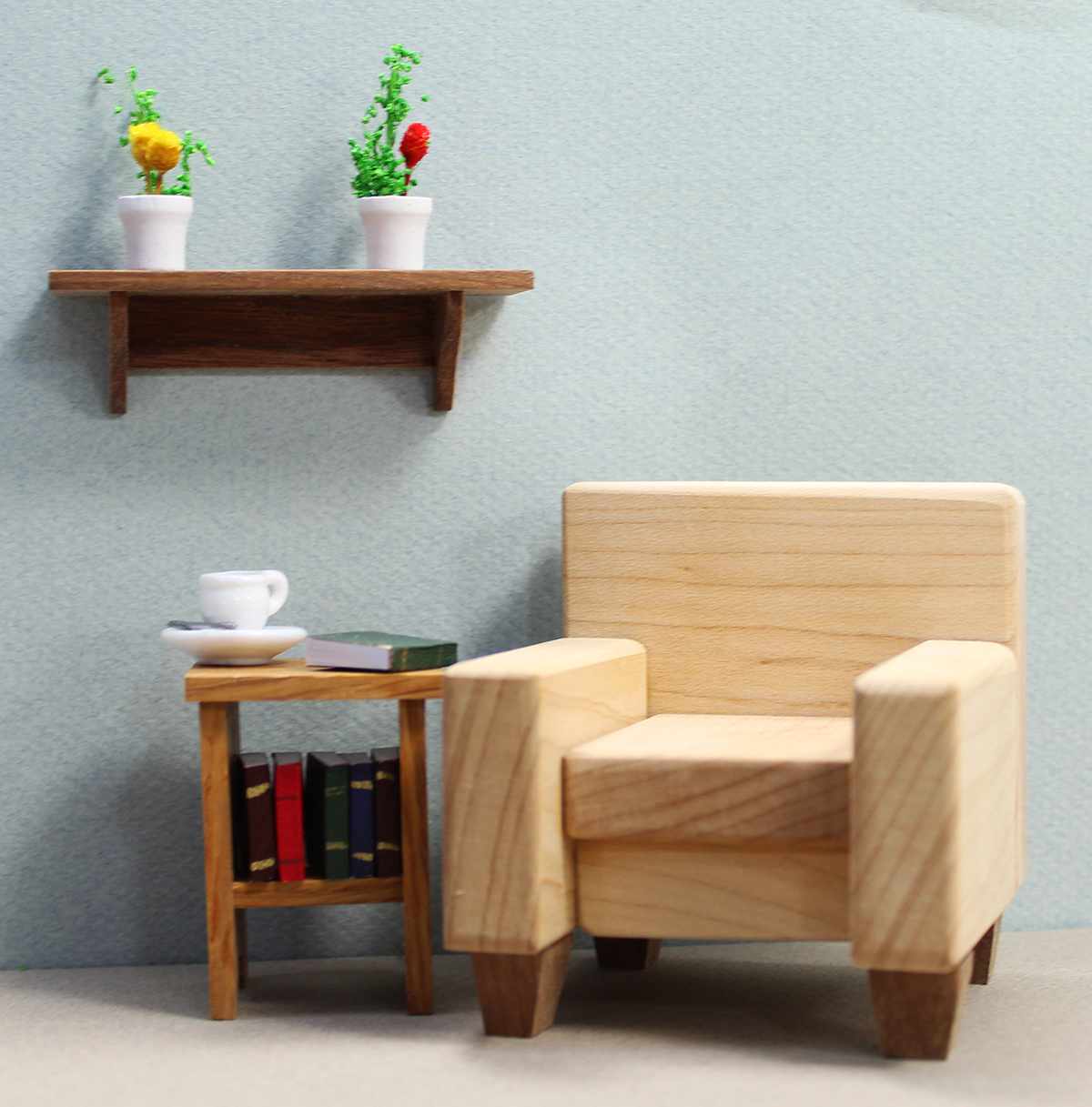 Mini Walnut Long Wall Shelf